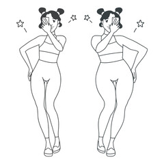 illustration fat and thin girl