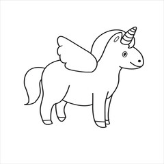 Draw vector illustration character collection cute unicorn.Doodle cartoon style.