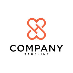 Heart Logo with Letter H Set Vector 