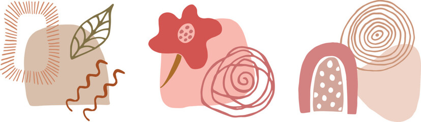 Vector collection of abstract collages for social media design, creating prints, patterns, sublimations, corporate identity