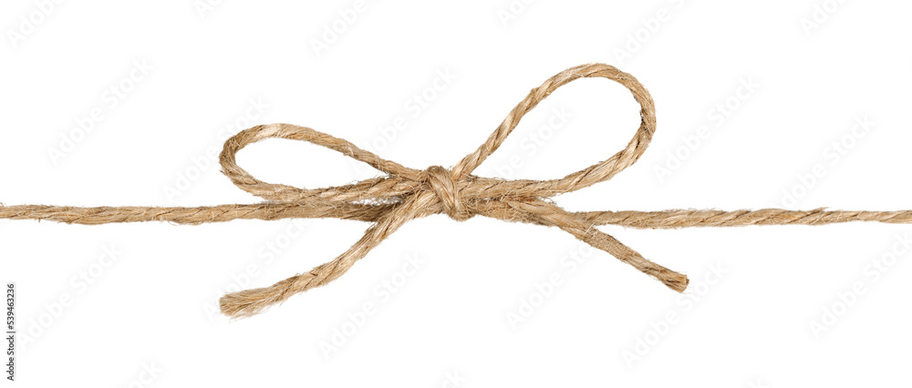 Wall mural the string tied in a bow on white background