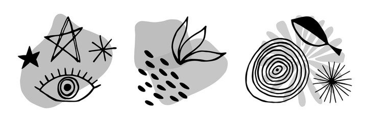 Vector collection of abstract collages for social media design, creating prints, patterns, sublimations, corporate identity