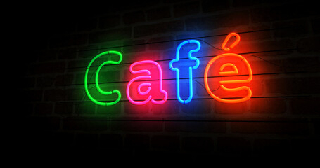 Cafe and drink neon light 3d illustration