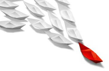 Set of   paper ships,Leadership concept