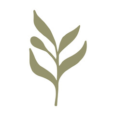 Vector abstract floral element in doodle style. Hand draw leaf illustration for your design. Single plant object, clipart, sublimation