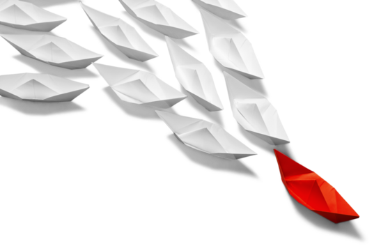 Set of   paper ships,Leadership concept