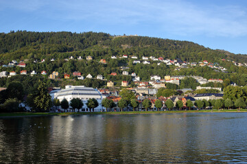 Colorful houses and cityscapes built with vernacular architecture in Bergen, Norway