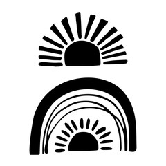 Set of simple abstract rainbows in doodle style. Vector illustration for design