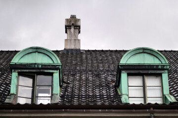 Colorful houses and cityscapes built with vernacular architecture in Bergen, Norway