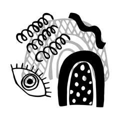 Abstract vector doodle collage in boho style. Minimal composition for social media design, prints, postcards, headers, templates