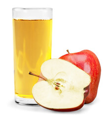 Apple juice in glass isolated on  background