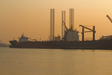 Ships berthed in port