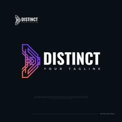 Modern Letter D Logo Design with Abstract Concept and Colorful Connected Lines. Great for Business, Technology and Communication Brand Logo