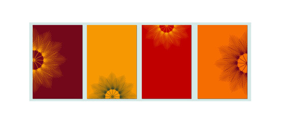 Bright posters, postcards, invitations, backgrounds of warm autumn tones decorated with an abstract natural element. It can also be used for social media posts