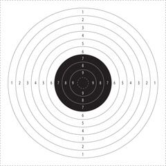 Target with numbers for shooting at a shooting range. A round target with a marked bull's-eye for shooting practice on the shooting range vector illustration - 539469280