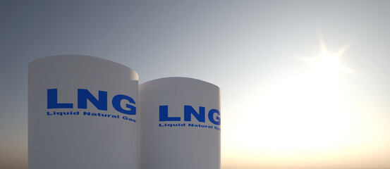 LNG silo in front of background - 3D Illustration