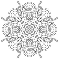 Mandala.Coloring book antistress for children and adults. Illustration isolated on white background.Zen-tangle style. Hand draw