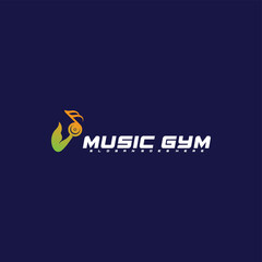 GYM logo with music symbol icon vector illustration. a unique, modern, and elegant logo. very suitable for companies, web, icon design, etc.