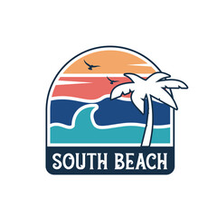 Beach, Sea logo design Vector illustration