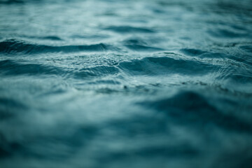 Beautiful vivid blue ocean close up image showing the ripples