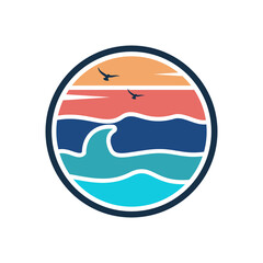 Beach, Sea logo design Vector illustration