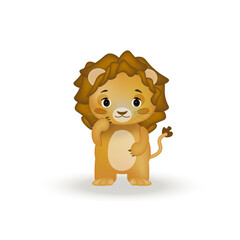 Lion vector. Cute lion, 3d cartoon character.  Kawaii animal. Suitable for baby products, children's books, goods.
