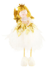  Christmas golden-haired angel soft toy ornament with the transparent png background
