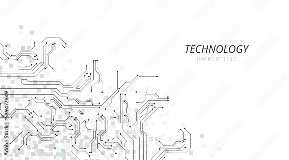 Aufkleber technology black circuit diagram on white background.high tech circuit board connection system.futur