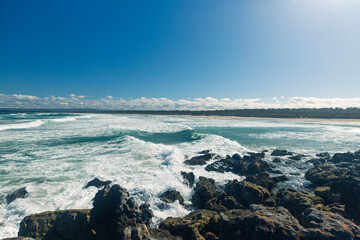 waves crashing on the rocks