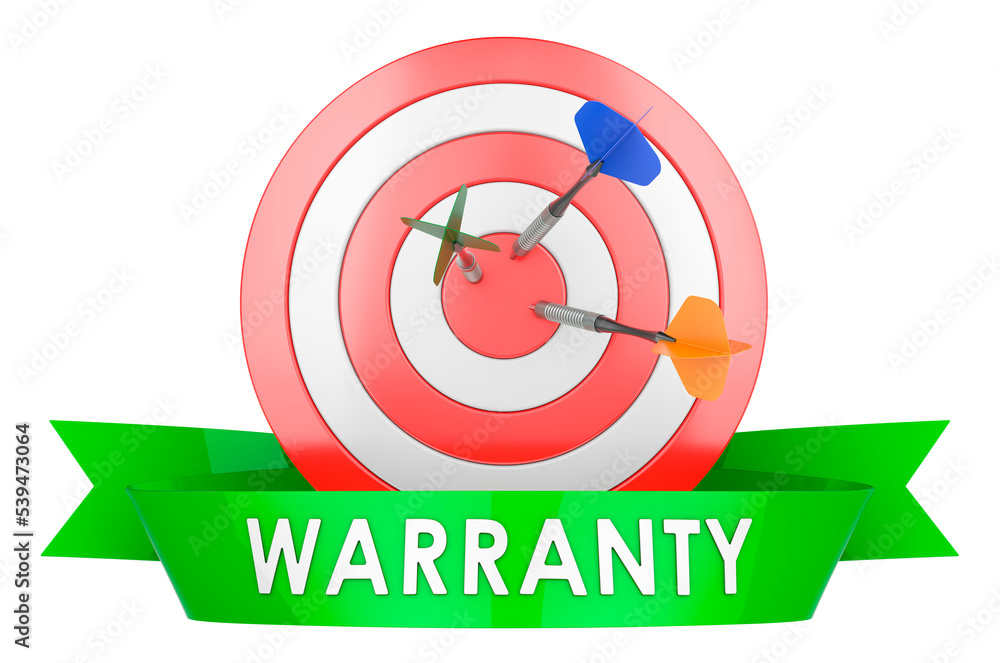 Poster target with arrows warranty concept. 3d rendering
