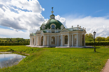 Fototapeta na wymiar Grotto pavilion in Kuskovo park. Moscow, Russia