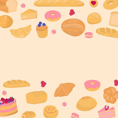 Bread and pastry with yellow background
