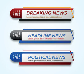 tv news bar. bar newspaper. bar social media. Television broadcast media title banner. 