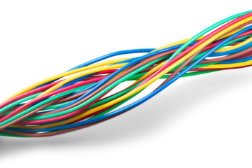 Multicolored computer cables isolated on white background