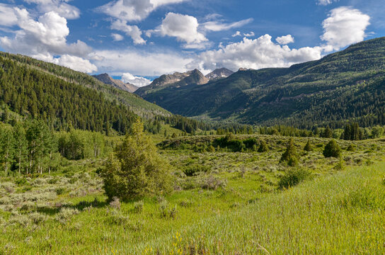 scenic view of Crystal river valley and Chair Mountain from Colorado State Highway 133 near Redstone