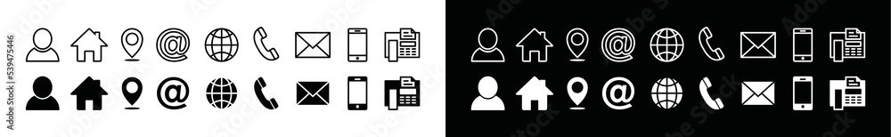 Poster web icon vector set. contact information and website symbol illustration. business card information 