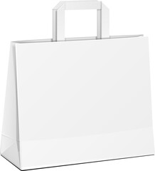 Carrier Paper Bag White. Illustration Isolated On White Background. Mock Up Template Ready For Your Design. Product Packing Vector EPS10