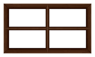 3D illustration vintage wooden window frame rectangle transparency background.