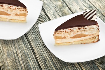 Tasty sweet fresh cake, sweet food concept.