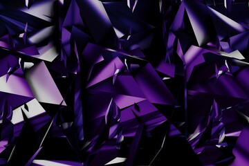 Purple crystal on black background. 3d rendering. 3d illustration