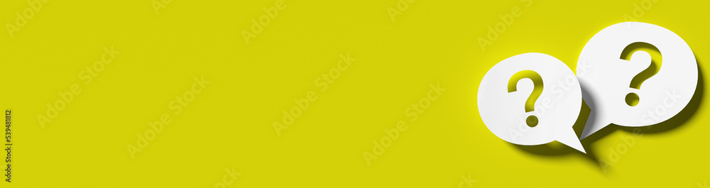 Poster question mark in front of a red color wall background. business support concept - 3d rendering.