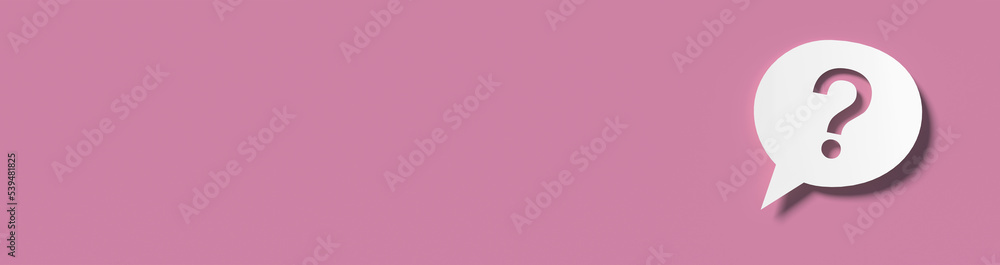 Poster question mark in front of a red color wall background. business support concept - 3d rendering.