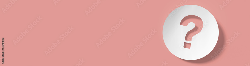 Poster question mark in front of a red color wall background. business support concept - 3d rendering.