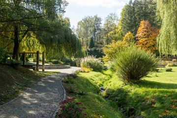 Beautiful autumn day in the park in the sunshine