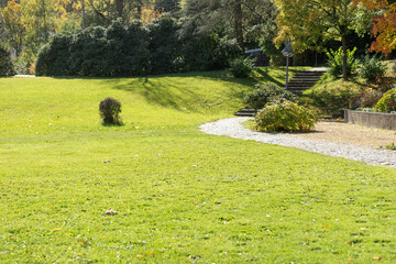 Beautiful autumn day in the park in the sunshine