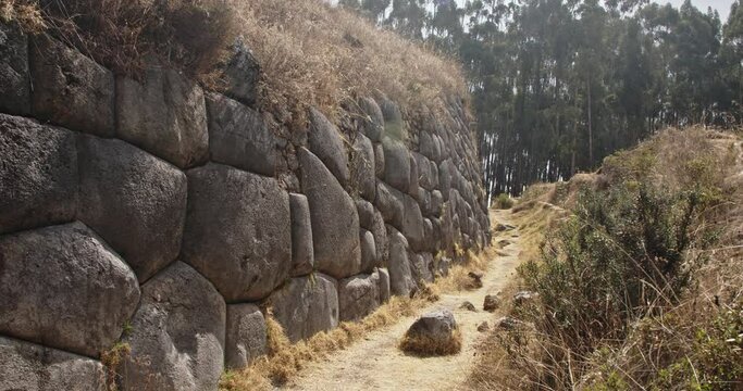 Qenqo ancient inca wall, cusco Peru - 4k