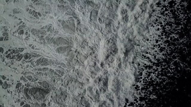 Drone shot of the waves in Madeira