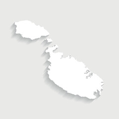 Simple white Malta map on gray background, vector, illustration, eps 10 file