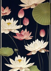 seamless Chinese pattern with lotus flowers