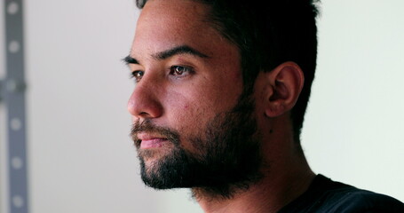 Fototapeta premium Portrait hispanic person, latin american man, serious expression